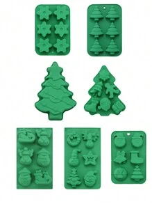 1 件姜饼人巧克力/蛋糕模具、圣诞树、圣诞老人、雪花形烘焙模具圣诞装饰品圣诞装饰圣诞礼物圣诞派对用品 - 彩色 - 查看 2