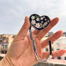 心形可折叠金属包挂架，桌面包挂架，钱包和手提包收纳挂架