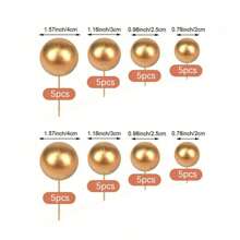 20/25/68pcs/Set Gold Ball Mini Balloon Cake Hats Foam Decorated Spherical Cake Insert Hats For Birthday Parties And Holiday Decorations - Gold - View 12