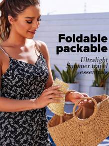 Women's Sun Visor Hat, Women's Straw Hat, Handmade Sun Hat, Foldable Beach Hat For Women - Multicolor - View 5