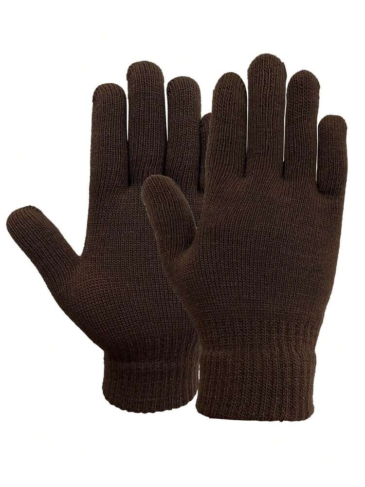 1 双纯色保暖针织手套，适合春秋冬骑行驾驶户外度假约会，简单百搭的设计 - 彩色 - 查看 9