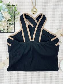 Women Tank Tops & Camis - Đen và vàng - Xem 4