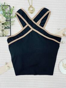 Women Tank Tops & Camis - Đen và vàng - Xem 1