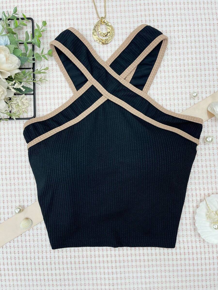 Women Tank Tops & Camis - Đen và vàng - Xem 1