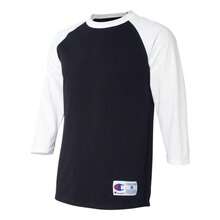 Chamn | Chamn Three-Quarter Raglan Sleeve Baseb T-Shirt - Black/ White - View 3