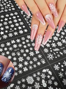 30 pezzi I colori per unghie natalizi più popolari, adesivi per unghie finte, pezzi di unghie finte, strass e adesivi decorativi, decalcomanie per unghie 3D autoadesive con fiocchi di neve, Babbo Natale, alci e pupazzi di neve, accessori per arte di unghie decorativa per le vacanze