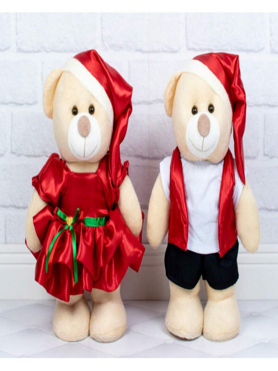 Christmas Bear Couple 30cm For Decoration - 2 Pieces - Váy Nhỏ (Áo vest) - Xem 1