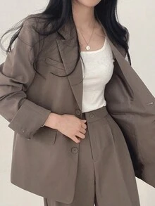 Traje de Alta Moda Casual Slim Fit Light Business para Mujer - Camel - Ver 6