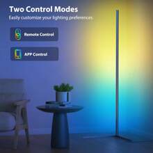 1pc Smart RGB LED Corner Lamp, App And Remote Control, 16 Million Colors And Music Sync, Standing Floor Lamp, Suitable For Living Room, Bedroom And Game Room - Black - View 6