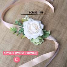 白玫瑰婚礼新娘新郎伴娘伴郎父母胸花婚礼姐妹腕花 1 件，情人节，礼物
