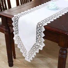 1PC, Đường chạy bàn đơn giản bằng polyester, Thiết kế ren hòa tan trong nước tinh tế, Đường chạy bàn cà phê macrame, Bố trí tiệc cưới thanh lịch theo phong cách Boho, Đường chạy bàn ngoài trời mùa hè theo phong cách trang trại, Trang trí nhà bếp gia đình. - trắng - Xem 18