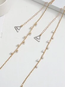 1 Pair Adjustable Bra Straps With Metal Pearl Chain