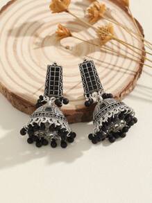 1 Pair Vintage Earrings Boho Rectangular Bell Tassel Earrings, Suitable For Women's Daily, Festival, Wedding And Party Wear - Multicolor - View 4