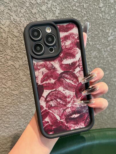 Distinctive Red Lips Full Coverage Protective Phone Case, Compatible With IPhone 7/11/X/XS To 15 Series - Durable, Shock-Resistant And Fashionable TPU Material