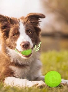 1pc Luminous Tpr Sound Producing High Bounce Dog Fetch Toy Ball - Green - View 4