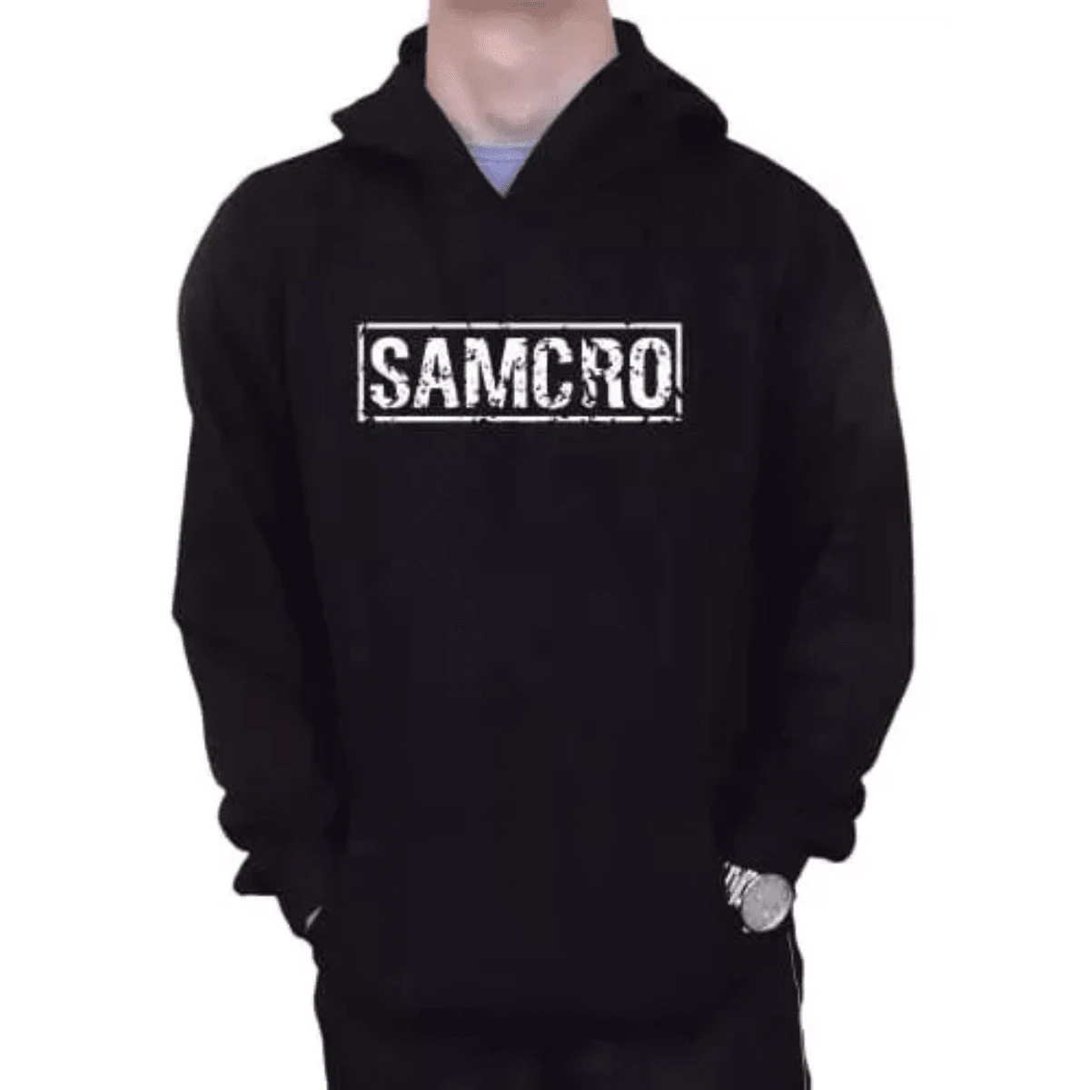 Samcro Sons Of Anarchy Print Unisex Kangaroo Cotton Sweatshirt Coat - Negro - Ver 1