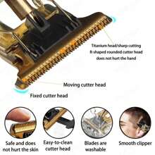 Dragon Hair Clipper For Beard Barber Professional Electric Rechargeable Battery - 金色 - 查看 4