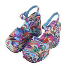 Women's Platform Wedge Sandals Open Toe Ankle Strap High Heel Wedges Heels Pattern Printed Chunky Heeled Sandals Sexy Party Comfort Casual Summer Beach Vacation Shoes - 彩色 - 查看 6