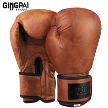 GINGPAI BOXING Luvas de Boxe Profissionais para Treino de Saco de Pancada Muay Thai, Adulto e Juventude, 8oz/10oz/12oz, Estilo Vintage - Multicolorido - Visão 2