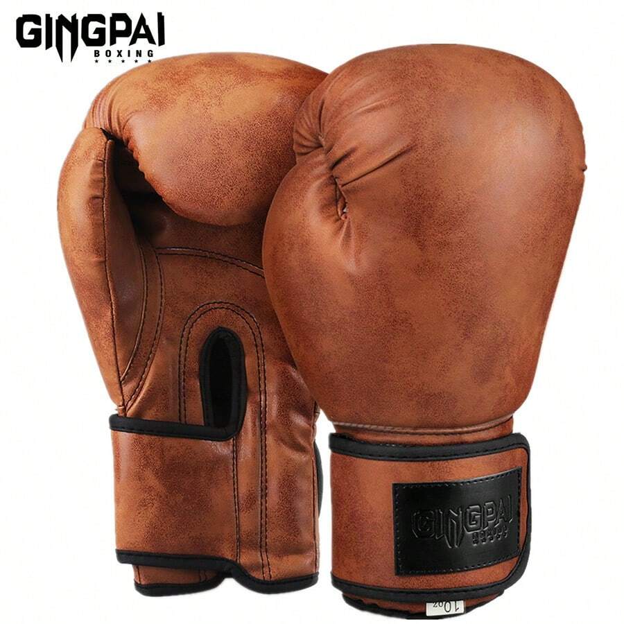 GINGPAI BOXING Luvas de Boxe Profissionais para Treino de Saco de Pancada Muay Thai, Adulto e Juventude, 8oz/10oz/12oz, Estilo Vintage