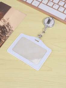 1pc Solid Color Card Cover With Card Buckle, Simple Portable Card Holder For Office, School, Student - Hot Pink - View 9