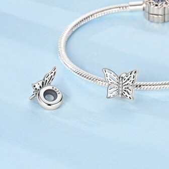 Vintage Cut-Out Butterfly Rubber Plug Positioning Beads 925 Sterling Silver Charms Fit Bracelets Necklace Luxury High-Quality Jewelry Gift