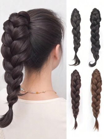 Synthetic Ponytail Hair Extensions 14 Inch Claw Clip Braided Ponytail Extensions Loose Curls For Women All Hairstyles For Daily Use