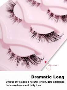 Rikuaild 5 Pairs Cat Eye False Eyelashes Natural Crisscross  Eyelashes Clear Band  Natural Look Wispy Lashes Eyelash Extension Makeup - Black - View 3