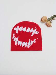 Multi-Design Funny Teeth Knitted Hat, Autumn & Winter Warm Beanie, Acrylic Fiber Material Casual Y2K Jacquard Cap, Unisex Cold Hat
