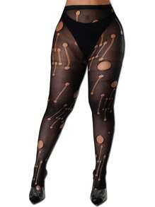 Quần tất lưới gợi cảm cho nữ Quần tất họa tiết cao đến đùi Tất đen Quần bó ren Quần tất - màu đen - Xem 11