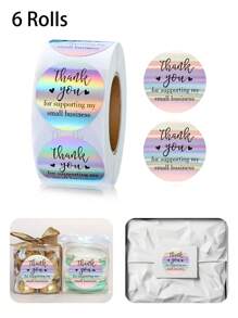 Thank You Graphic Stickers ,Christmas Sticker Graphic,Adhesive Labels For Boutiques Wrapping Supplies Gift Decor ,Round Gift Sealing Sticker For Party - Multicolor - View 16