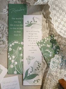 20入組山谷百合書籤套裝浮雕花紙便箋書頁標記書獨特閱讀禮物