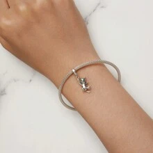 bamoer 1 PC 925 Sterling Silver Cute Cat Star Pendant Flying Balloon Cat Pet Paws Charms Beads Fit Women Girl DIY Bracelet Fine Jewelry