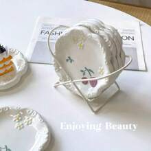 1pc Elegant White Ceramic Dessert Plate - Suitable For Cakes, Steaks, Salads And Desserts | Premium Houseware And Dining Set Christmas Gift,School Supplies