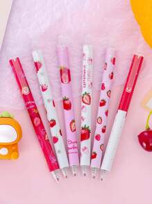 1/4/6 支可爱甜美草莓圆珠笔带笔盒，随机搭配 - 彩色 - 查看 4