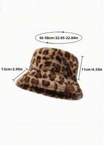 1 Women's Leopard Print Plush Bucket Hat. It Is A Plush Bucket Hat, A Soft Hat With Wool-Like Texture, And A Street-Fashionable Plush Bucket Hat. Suitable For Multiple Uses In Autumn And Winter, With An Adjustable Crown, It Is Ideal For Daily Wear. - A - View 6