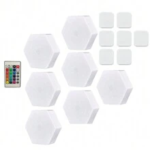 Hexagon LED Lights Wall Panels Battery Powered, 16 Colors And 4 Lighting Modes Hexagonal Wall Light RGB Lights Modular Touch Sensitive Lights With Remote Control For Home Decor, Living Room, Bedroom, Gaming Room, Party, Wall Lights Gift For Kids, Adults