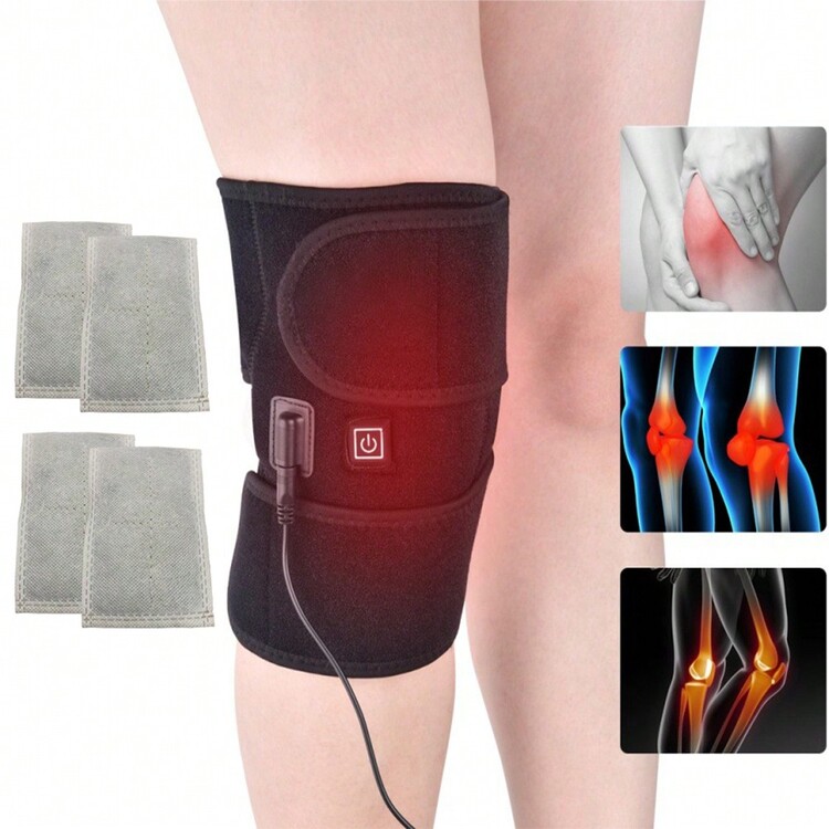 附有加熱功能的按摩膝墊，USB加熱膝墊，腿部按摩器，加熱膝墊可以減輕壓力 - 黑色 - 查看 6
