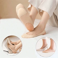 运动户外 4 双半掌露跟袜，舒适镂空隐形吊带袜，女士袜子 - 米色 - 查看 3