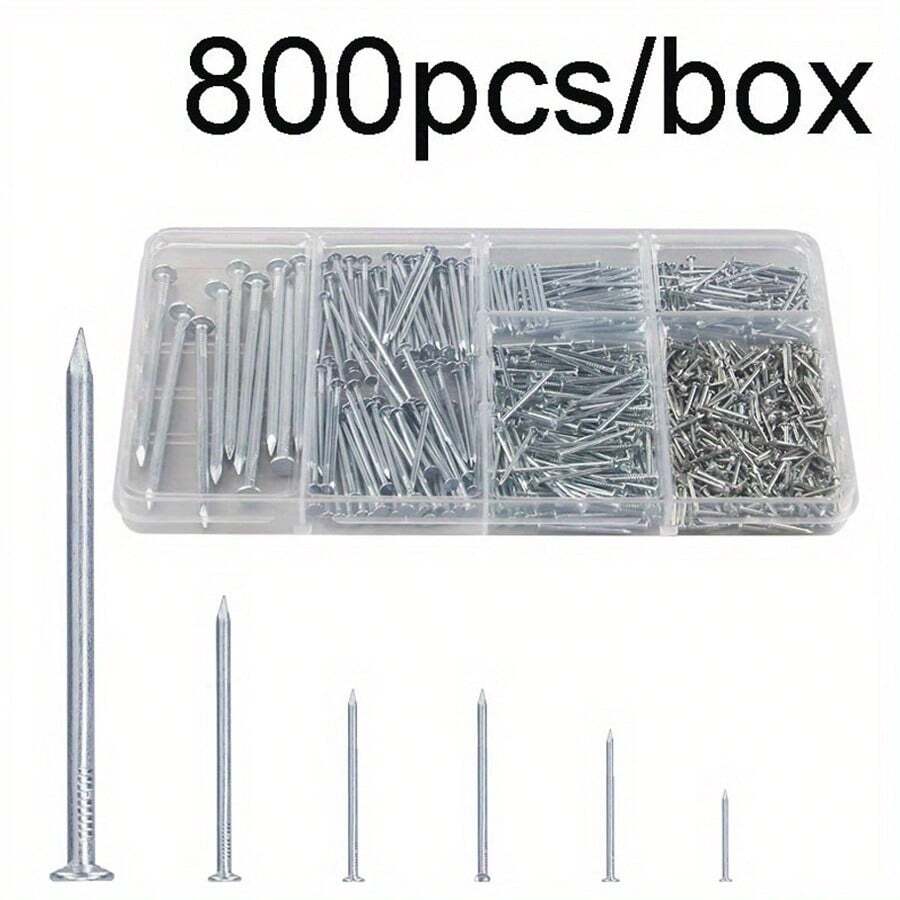 Đinh 800 chiếc đinh treo tranh Đinh hoàn thiện Đinh phần cứng Đinh tường Đinh nhỏ Đinh gỗ - Bạc - Xem 1