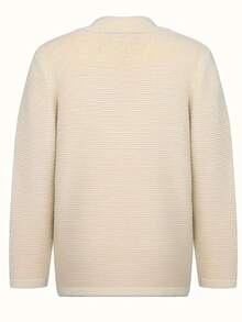 Áo khoác cardigan cài nút hai bên cổ tròn trơn cỡ lớn dành cho nữ, áo khoác dài tay thường ngày, quần áo bốn mùa dành cho nữ - Màu be - Xem 2