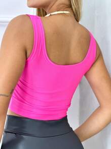 Cropped Top Underwire V Strap Short Tank Top With Strap New Fashion Blogger - 玫紅色 - 查看 2