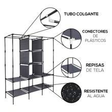CLOSED ACERO ARMARIO ORGANIZADOR DE ROPA RESISTENTE TELA NEGRO GRIS AZUL VINO YUB-014 - Camel - Ver 7