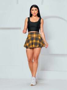 WOLFOX Women's Fitness Gym Ruffle Skirt Shorts Suplex - Orange - View 6