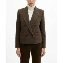 Mango Blazer de lana corto para mujeres - Verde - Ver 1