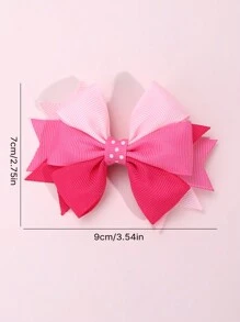 2pcs Pink Hair Bow Clips For Girls ,Satin Ribbon Hair Pins ,Multi-Bow Alligator Clips ,Favor Gifts ,Kids Hair Accessories