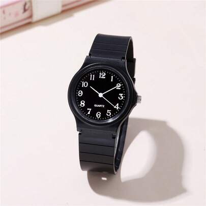 简约数字表盘 PVC 表带石英学生手表