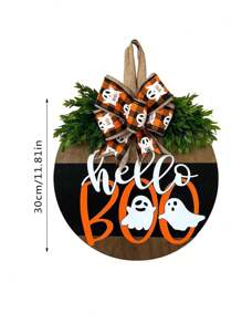 1 件家居装饰万圣节白色幽灵 BOO 白色骷髅门牌装饰南瓜木制工艺品吊坠万圣节花环趣味节日装饰门牌派对装饰 - 彩色 - 查看 3