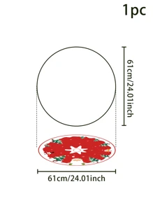 1pc Christmas Tree Skirt, Adorable Santa Claus Design, Suitable For Christmas Tree Or Table Decor