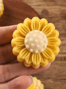 5 件/套花形月饼模具 50 克，中秋节 DIY 手压饼干印章糕点工具月饼制作器，烘焙用饼干切刀，包括 1 个模具 4 个印章 - 白色 - 查看 5